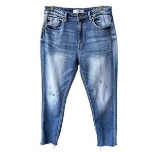 KanCan High Rise Skinny Jeans Pants Medium Wash Distressed Raw Hem Denim Size 29
